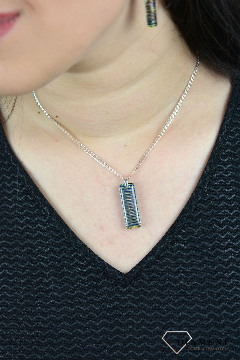 Zawieszka szkło weneckie 'Lśniące paski' Murano 54.jpg